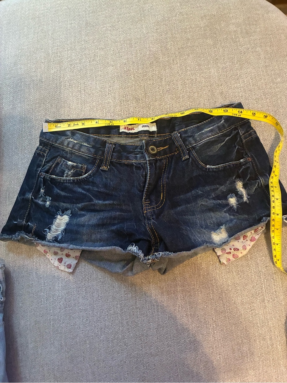 Dark Blue Distressed Denim Jean Shorts